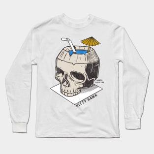 Kitty Hawk, NC Summertime Vacationing Skull Drink Long Sleeve T-Shirt